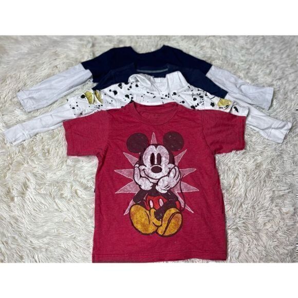 4 piece Short Sleeve & Long Sleeve t-shirt lot size 4T by Carters, Disney, Okie - Picture 1 of 11
